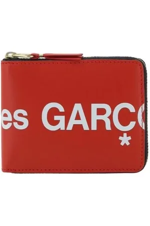Comme des Garçons Akcesoria, Mężczyzna, Czerwony, ONE SIZE, Portfel skórzany z zamkiem i portfelem na monety