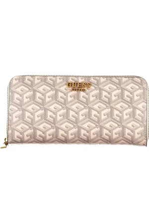 Guess Akcesoria, Kobieta, Beżowy, ONE SIZE, Len, Elegancki Beowy Portfel z Wieloma Przegrodami