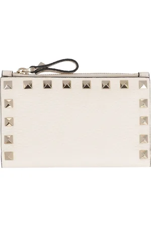 VALENTINO GARAVANI Akcesoria, Kobieta, Beżowy, ONE SIZE, Skóra, Portfel na karty Rockstud