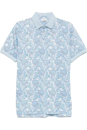 Etro Koszulki, Mężczyzna, Niebieski, XL, Niebieska Koszulka Polo z Kwiatowym Paisleyem