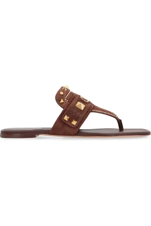 VALENTINO GARAVANI Buty, Kobieta, brązowy, 40 EU, Zamsz, Sandały zamszowe z ćwiekami