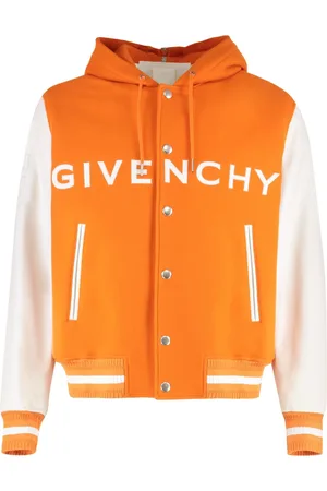 Givenchy Bluzy, Mężczyzna, Pomarańczowy, L, Kurtka Bomber z Wełny i Skóry Kaptur