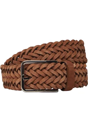 Calvin Klein Akcesoria, Mężczyzna, brązowy, 120 CM, Zamsz, Pleciony Skórzany Pasek z Zamszu