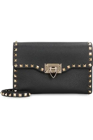 VALENTINO GARAVANI Torebki, Kobieta, Czarny, ONE SIZE, Skóra, Rockstud Skórzana Torba na Ramię