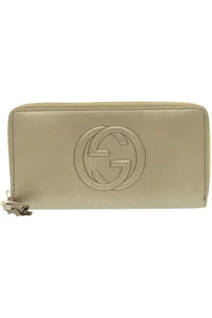 Gucci Pre-owned, Kobieta, Beżowy, ONE SIZE, Skóra, Pre-owned skórzane portfele