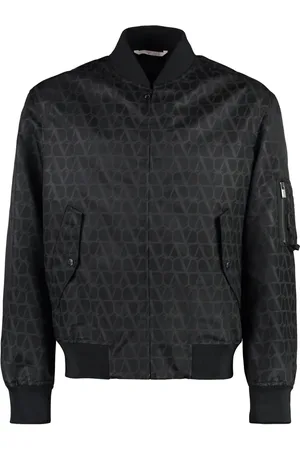 VALENTINO GARAVANI Kurtki, Mężczyzna, Czarny, L, Nylon, Kurtka Bomber Iconographe Nylon
