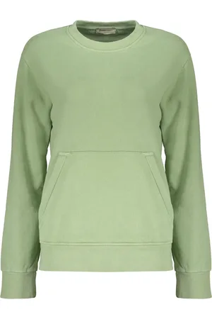 HERNO Bluzy, Kobieta, Zielony, S, Haftowany bawełniany sweter z ściągaczami