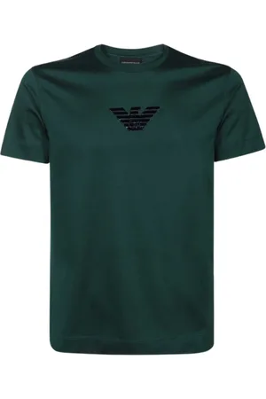 Emporio Armani Koszulki, Mężczyzna, Zielony, S, Podstawowa ciemnozielona unisex koszulka