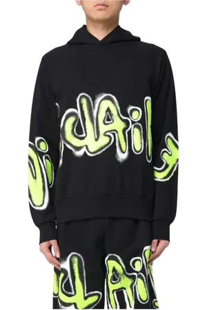 DISCLAIMER Bluzy, Mężczyzna, Czarny, XS, Stylowy Graffiti Print Hoodie