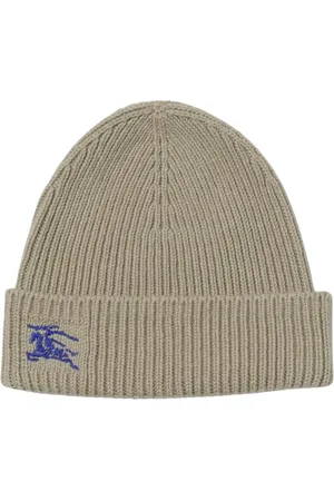 Burberry Akcesoria, Mężczyzna, Beżowy, ONE SIZE, Kaszmir, Rozgrzewająca czapka z logo