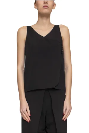 Emporio Armani Koszulki, Kobieta, Czarny, S, Czarny Damski Top Uc 001