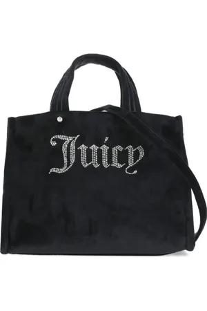Juicy Couture Torebki, Kobieta, Czarny, ONE SIZE, Czarna Aksamitna Torba na Zakupy z Pasującą Torebką