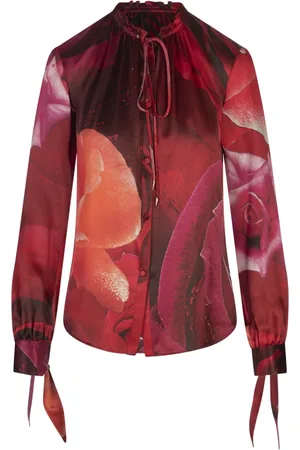 Roberto Cavalli Bluzki, Kobieta, Czerwony, S, Czerwona Jedwabna Sukienka Modowa