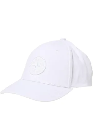 Stone Island Akcesoria, Mężczyzna, Biały, ONE SIZE, Nakrycie głowy z naszywką Baseball Cap Niebieskie