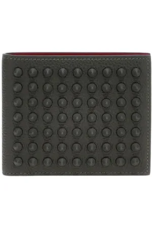 Christian Louboutin Akcesoria, Mężczyzna, Szary, ONE SIZE, Zamsz, Portfel Studded Billfold Czarny