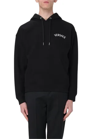VERSACE Bluzy, Mężczyzna, Czarny, L, Czarna bluza z zakrzywionym dołem