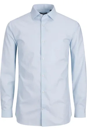 JACK & JONES Koszule, Mężczyzna, Niebieski, M, Kaszmir, Niebieska Kaszmirowa Koszula z Długim Rękawem