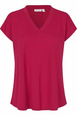 Masai Koszulki, Kobieta, Czerwony, XL, Poliester, Czerwony T-shirt z dekoltem w serek Efa Styl