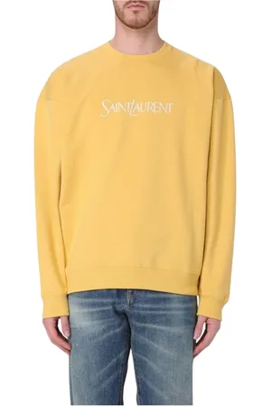 Saint Laurent Bluzy, Mężczyzna, Żółty, L, Żółty bluza z haftem na kołnierzyku