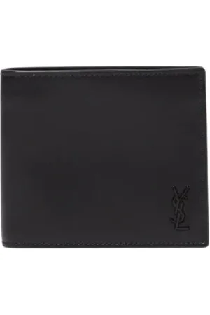 Saint Laurent Akcesoria, Mężczyzna, Czarny, ONE SIZE, Skóra, Czarna skórzana portmonetka z ponadczasowym stylem