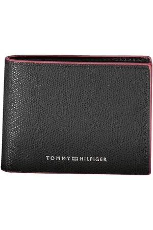 Tommy Hilfiger Akcesoria, Mężczyzna, Czarny, ONE SIZE, Skóra, Elegancki Skórzany Portfel z Kontrastującymi Akcentami