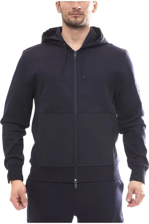 FAY Bluzy, Mężczyzna, Czarny, L, Bluza z kapturem i zamkiem błyskawicznym