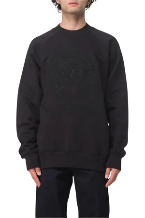 VERSACE Bluzy, Mężczyzna, Czarny, L, Czarny Bluza z Logo Stylowy Wygodny Nowoczesny
