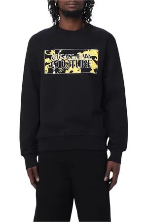 VERSACE Bluzy, Mężczyzna, Czarny, M, Czarny Bluza z Logo Stylowy Wygodny