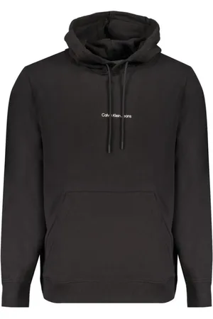Calvin Klein Bluzy, Mężczyzna, Czarny, L, Bawełna, Czarna Bluza z Kapturem z Bawełny