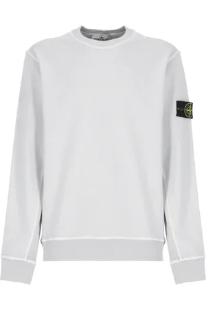 Stone Island Bluzy, Mężczyzna, Szary, XL, Szara Bawełniana Bluza z Okrągłym Dekoltem i Logiem