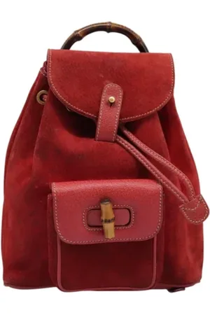 Gucci Pre-owned, Kobieta, Czerwony, ONE SIZE, Skóra, Pre-owned Suede backpacks
