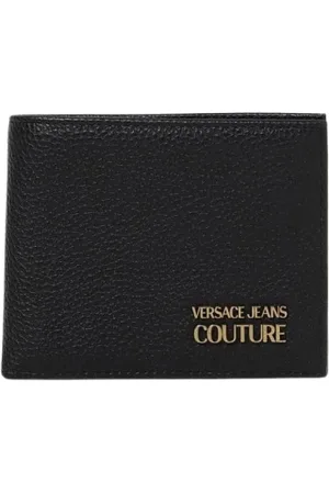 VERSACE Akcesoria, Mężczyzna, Czarny, ONE SIZE, Skórzany Portfel z Kornikami