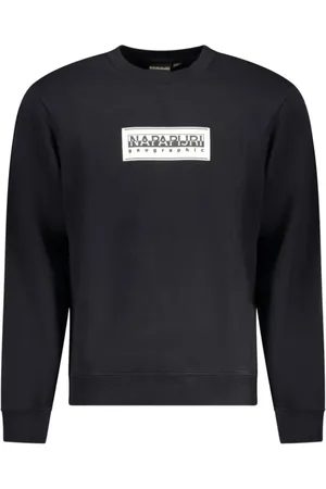 Napapijri Bluzy, Mężczyzna, Czarny, L, Czarny Bawełniany Sweter z Nadrukiem Logo
