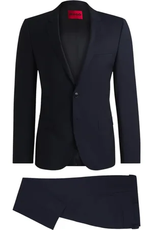 HUGO BOSS Garnitury, Mężczyzna, Niebieski, L, Stylowe Spodnie z Wełny