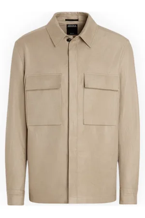Ermenegildo Zegna Kurtki, Mężczyzna, Beżowy, L, Lniana Overshirt