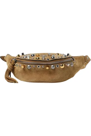 VALENTINO GARAVANI Torebki, Mężczyzna, brązowy, ONE SIZE, Len, Studded Suede Pasek Torba