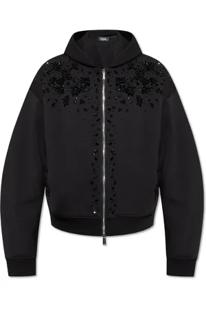 Dsquared2 Bluzy, Mężczyzna, Czarny, S, Bawełna, Bluza z kryształami