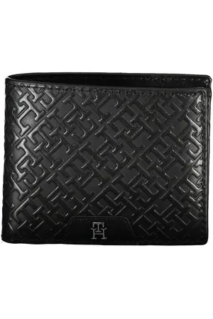 Tommy Hilfiger Akcesoria, Mężczyzna, Czarny, ONE SIZE, Skóra, Elegancki portfel skórzany z dwoma kartami