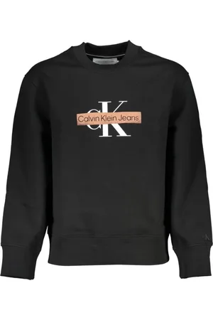Calvin Klein Bluzy, Mężczyzna, Czarny, S, Bawełna, Elegancki Bluza z Polarowa z Okrgym Dekoltem