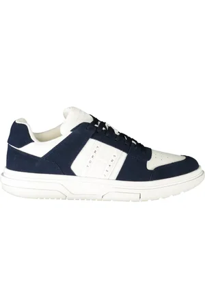 Tommy Hilfiger Buty, Mężczyzna, Niebieski, 41 EU, Niebieskie Sportowe Buty na Sznurowadła Kontrastowe Logo