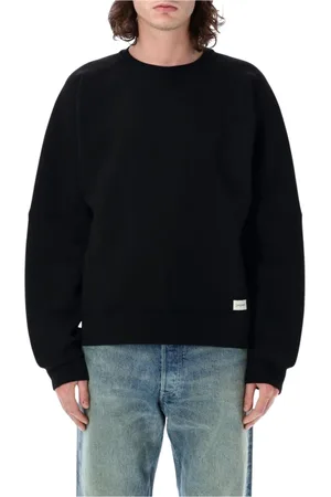 Saint Laurent Bluzy, Mężczyzna, Czarny, L, Czarny Crew Neck Sweatshirt