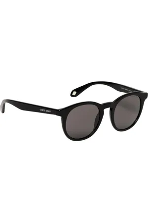Giorgio Armani Akcesoria, Mężczyzna, Czarny, ONE SIZE, Czarne Okrągłe Okulary Przeciwsłoneczne UV