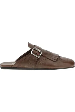 Prada Buty, Kobieta, Beżowy, 36 EU, Skórzane Saboty z Zapięciem na Sprzączkę