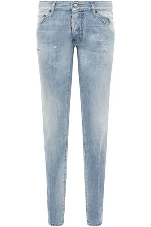 Dsquared2 Jeansy, Mężczyzna, Niebieski, L, Rozprute Jeansyy Slim Fit w Jasnym Odcieniu