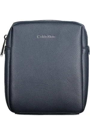 Calvin Klein Torebki, Mężczyzna, Niebieski, ONE SIZE, Niebieska Torba Męska na Ramię z Zamkiem