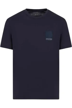 Armani Exchange Koszulki, Mężczyzna, Niebieski, S, Podstawowy T-shirt z okrągłym dekoltem z bawełny
