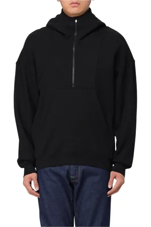 Saint Laurent Bluzy, Mężczyzna, Czarny, L, Czarny Half Zip Hoodie Sweatshirt