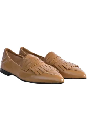 Pomme D´Or Buty, Kobieta, Beżowy, 38 1/2 EU, Beżowe mokasyny ze skóry z frędzlami