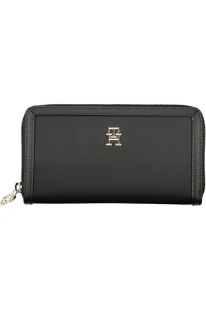 Tommy Hilfiger Akcesoria, Kobieta, Czarny, ONE SIZE, Poliester, Elegancki Czarny Portfel z Wieloma Przegrodami