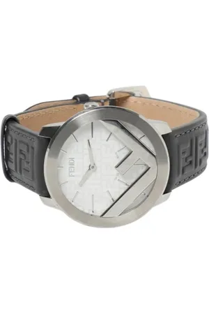 Fendi Akcesoria, Mężczyzna, Szary, ONE SIZE, Elegancki Zegarek Skórzany Pasek